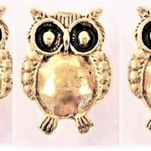 Antique Gold Owl Lapel Pins: Nature Accessories, Set of 3