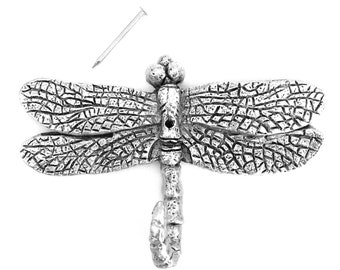 Dragonfly Hook, Large Wall Hook, Picture Hook, Nature Jewelry Hook, Decorative Hook, Bathroom Hook, 1 Piece, Silver or Bronze Finish