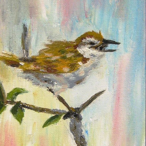 Little Bird, Original Oil Painting, 5" x 7", 13cm x 24cm  RESERVED FOR A CUSTOMER