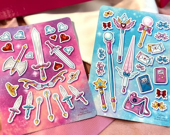 Fantasy Princess Warrior Weapons + Magic RPG D&D Sticker Sheets