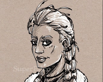 Viking Woman Portrait Illustration 5x7 Art Print