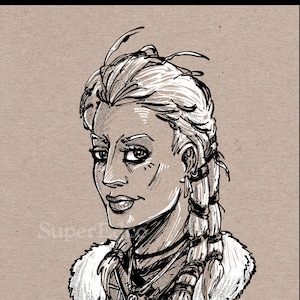 Viking Woman Portrait Illustration 5x7 Art Print