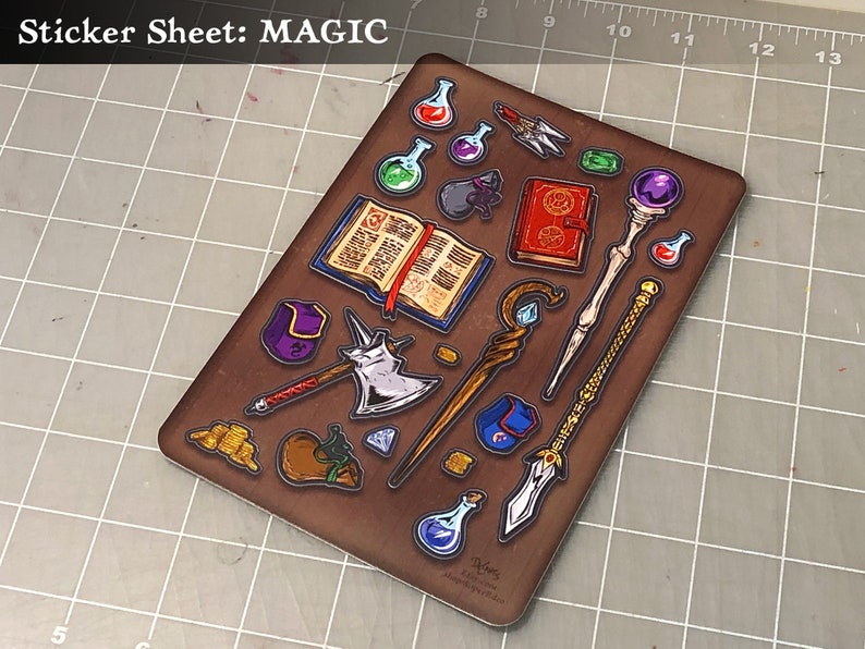 Fantasy Adventure Weapon Magic RPG D&D Sticker Sheets image 3