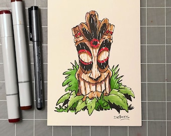 Tiki totem original art (02)