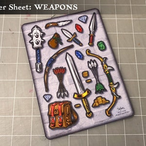 Fantasy Adventure Weapon Magic RPG D&D Sticker Sheets image 2