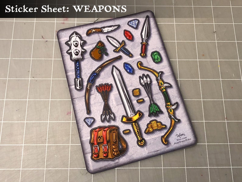 Fantasy Adventure Weapon Magic RPG D&D Sticker Sheets image 2