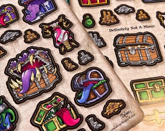 Treasure Chest and Mimic Fantasy RPG Dungeon Sticker Sheets