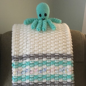 Directions to make this Textured Baby Blanket ~ written pattern ~ Crochet Pattern~ Daniel&#39;s Blanket pattern w/ bonus newborn octopus pattern