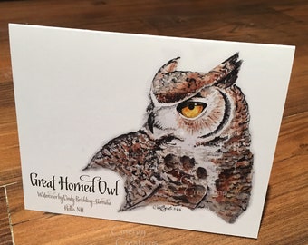 Great Horned Owl  ~ note card ~ blank inside! Stationery ~ Thank you card ~ note card