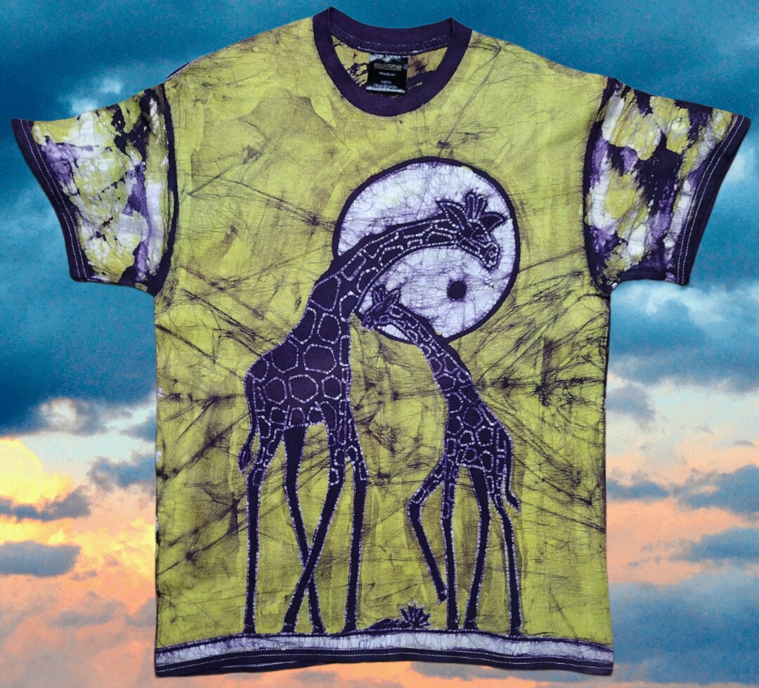 Two Giraffes, Handmade Drawings of Giraffe Painted With Watercolor, Dye