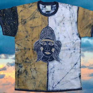 Africa mask/ African traditional mask Baoule, watercolor painting t-shirt, tie-dye shirt. SIZE LARGE