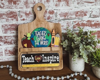 farmhouse breadboard, teacher decor, Interchangeable decor, Seasonal sign, farmhouse kitchen, interchangeable sign, home sign, teacher gift