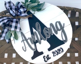 Last name sign, established name sign, wedding gift, personalized sign, shiplap sign, custom name sign