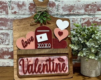 Valentines decor, Farmhouse bread board, Interchangeable decor, kitchen seasonal sign, farmhouse kitchen, interchangeable sign, home sign