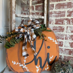 Fall Porch sign, Pumpkin Decor, housewarming gift, Hello sign, Laser Cut lettering, Farmhouse sign image 5