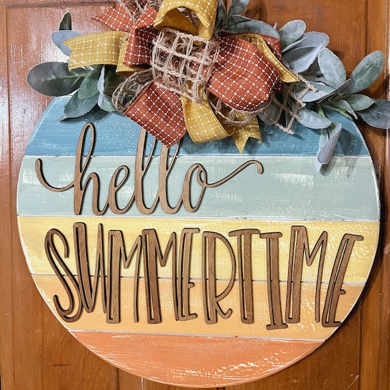 Hello Summer Door Hanger Front Door Decor Summer Door Sign