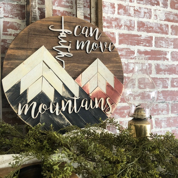 Faith can move mountains wood sign, Matthew 17:20 Bible verse, reclaimed wood sign, inspirational wall art,  Christian wall decor, wood art