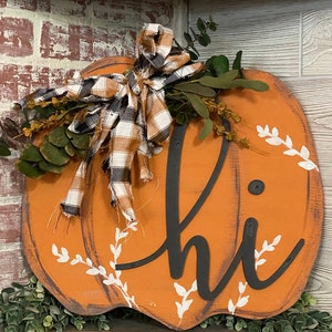 Fall Porch sign, Pumpkin Decor, housewarming gift, Hello sign, Laser Cut lettering, Farmhouse sign image 9