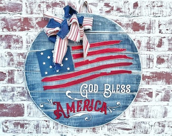 Patriotic Door Hanger,  American Flag,  Door Hanger,  Front Door Decor, Summer Door Wreath,  Outdoor Decor 4th of July wreath
