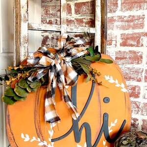 Fall Porch sign, Pumpkin Decor, housewarming gift, Hello sign, Laser Cut lettering, Farmhouse sign image 10