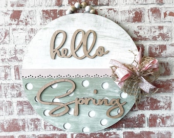 Front Door Decor, Front door Wreath, Hello Spring, Spring Decor, Door Hanger, Door Wreath, Home Decor, Front Porch Hanger housewarming gift,