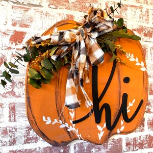 Fall Porch sign, Pumpkin Decor, housewarming gift, Hello sign, Laser Cut lettering, Farmhouse sign image 6