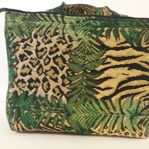 Jungle Fever Purse, Cheetah and Zebra Jungle Ferns, Zipper Safe Closure Handbag