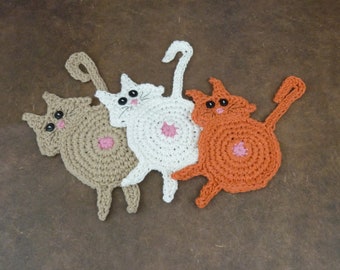 Cat Butt Coaster - Beige, Orange, and White