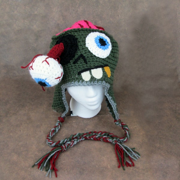 Zombie Ganchillo sombrero de personaje, regalo de Halloween, regalo zombi de ganchillo único