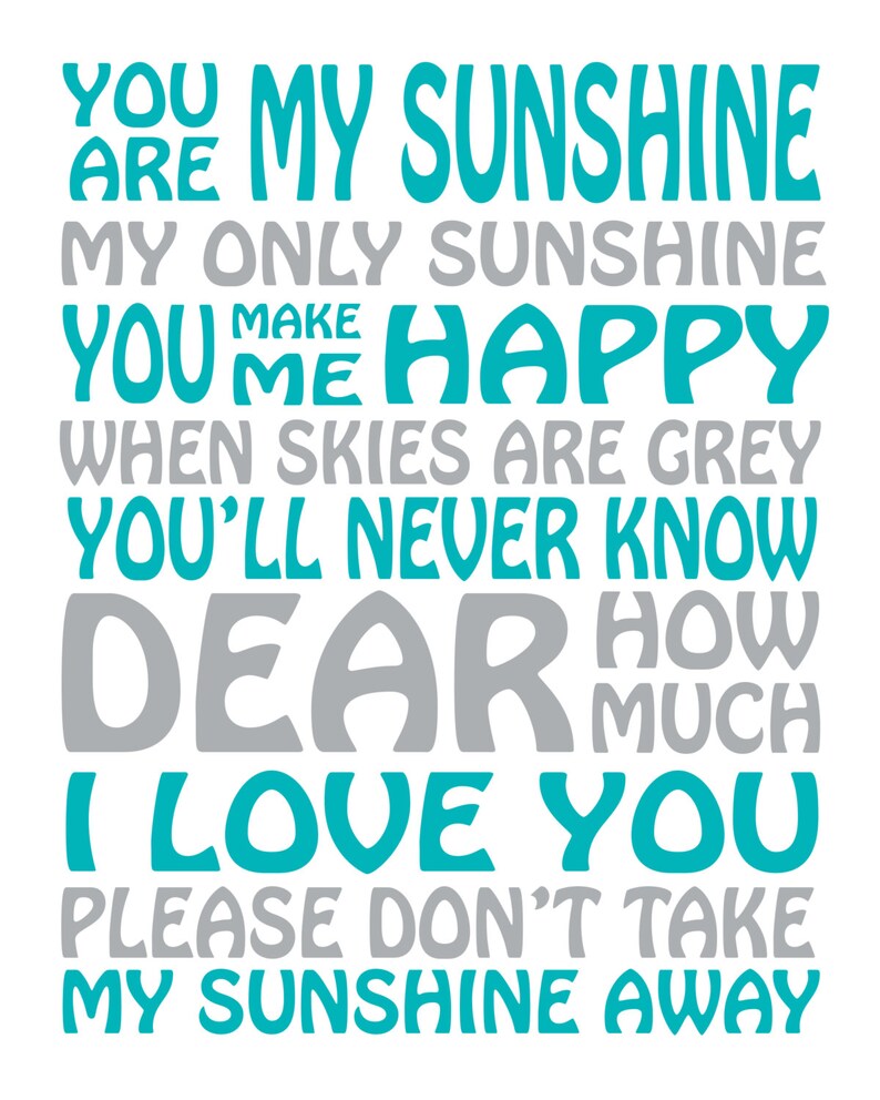 You are my SUNSHINE print, great for baby boy or baby girl nursery, digital print, 8x10 format image 2