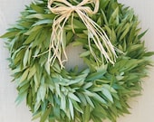 Fresh Bay Leaf Wreath with Raffia Bow