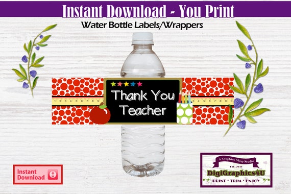 Printable Teacher Appreciation Water Bottle Label Gift | Etsy