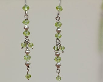 Buckles & Bracelet in luminous faceted PERIDOTS and solid SILVER. Original creation and realization Bijoux-mb-Créations. Gift for Her
