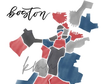 Boston Map | Watercolor | Digital Download