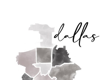 Dallas Map | Watercolor | Digital Download
