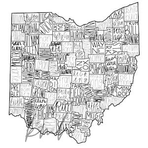 Ohio : carte | Comtés | Manuscrit | Téléchargement numérique