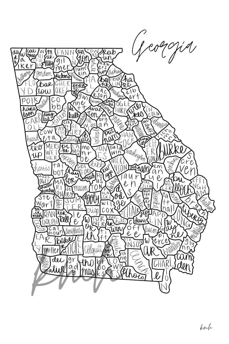 Map Counties Handlettering Digital Download Etsy