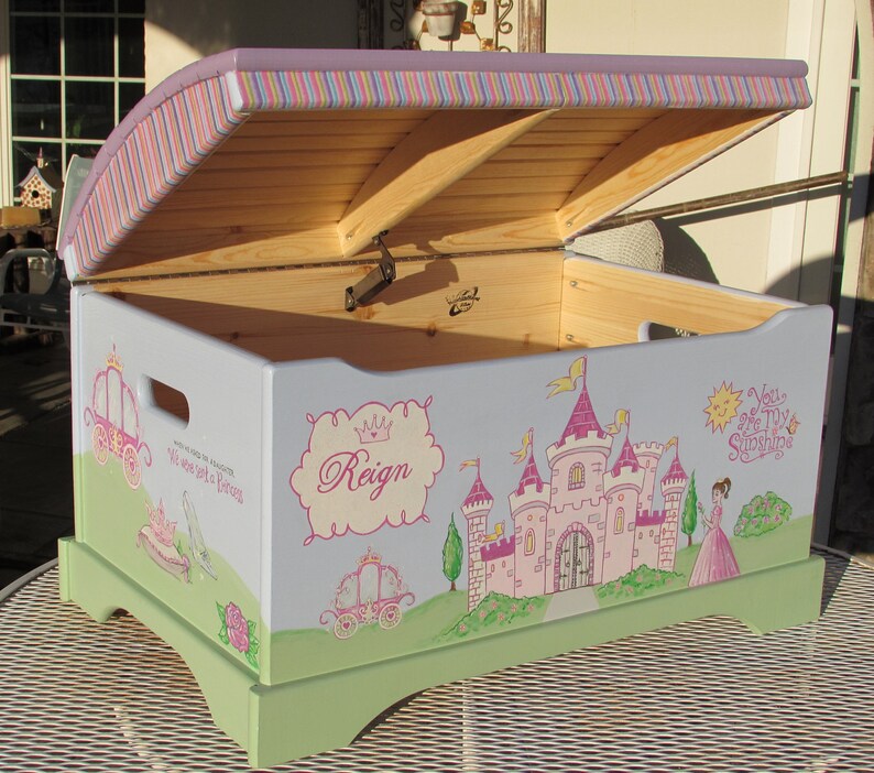 Large Hand Painted Princess Toy Chest Castle Toy Chest Girls Etsy