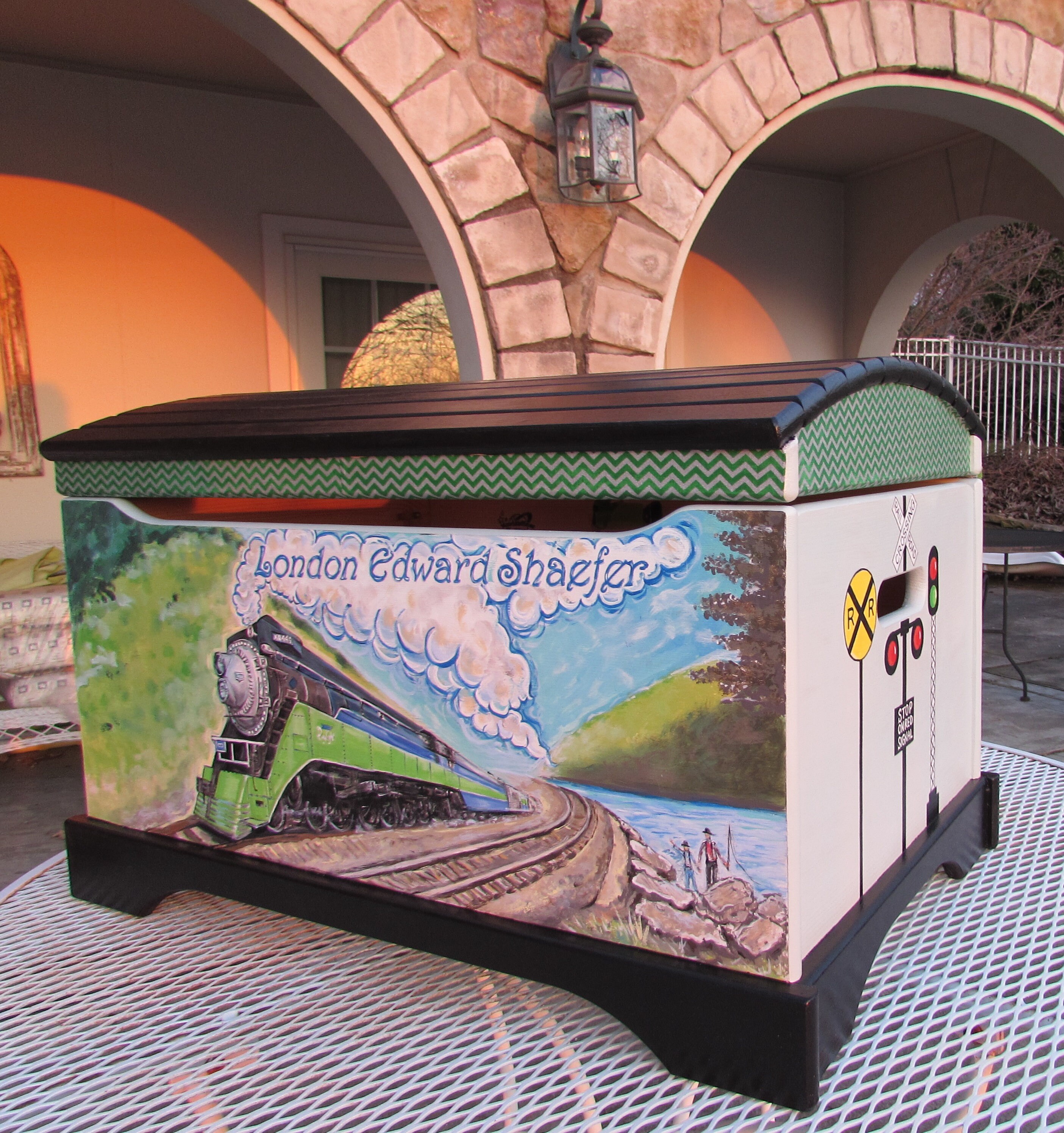 Large Hand Painted Train Toy Chest Engineer Toy Chest Kids Etsy