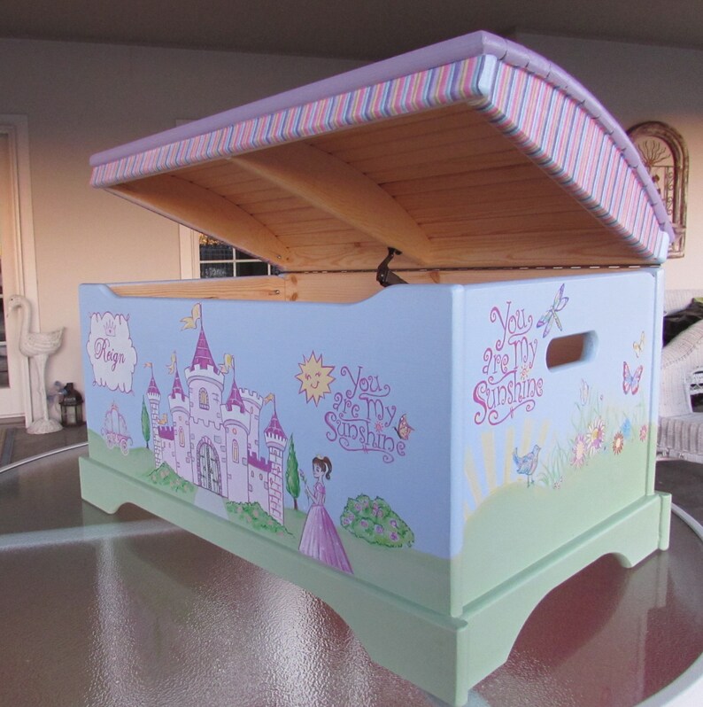 Large Hand Painted Princess Toy Chest Castle Toy Chest Girls Etsy