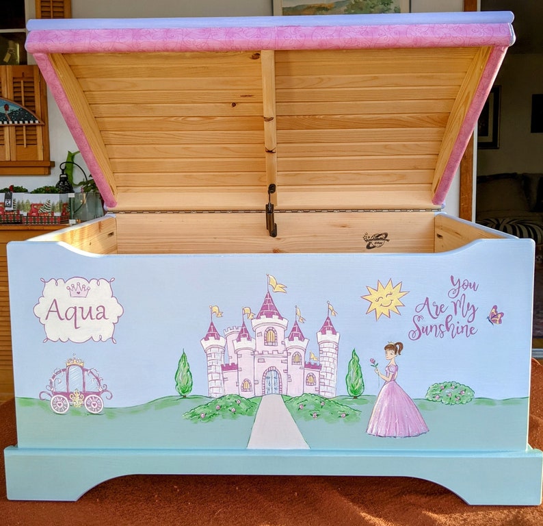 Large Hand Painted Princess Toy Chest Castle Toy Chest Girls Etsy
