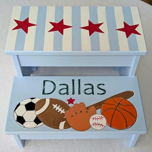 Hand Painted Sports Ball Step Stool: Personalized Kid's Gift