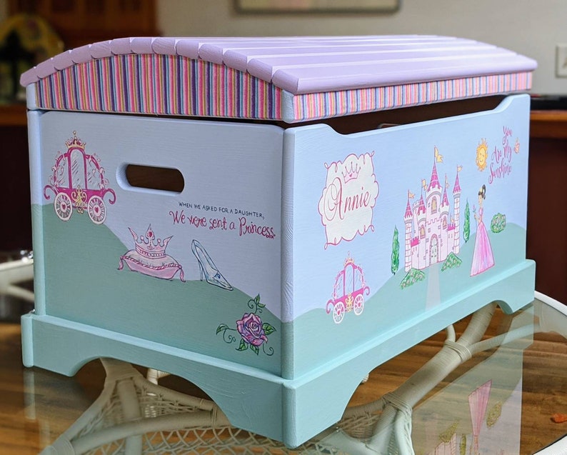 Large Hand Painted Princess Toy Chest Castle Toy Chest Girls Etsy