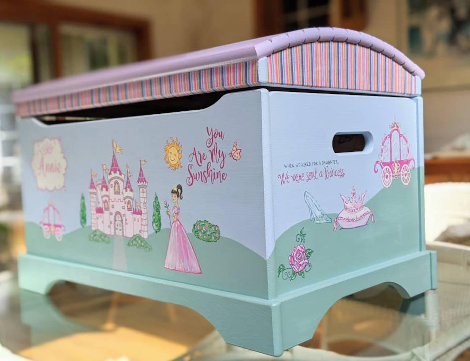 Large Hand Painted Princess Toy Chest Castle Toy Chest Girls Etsy