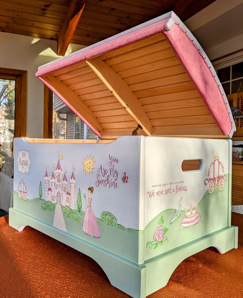 Large Hand Painted Princess Toy Chest Castle Toy Chest Girls Etsy