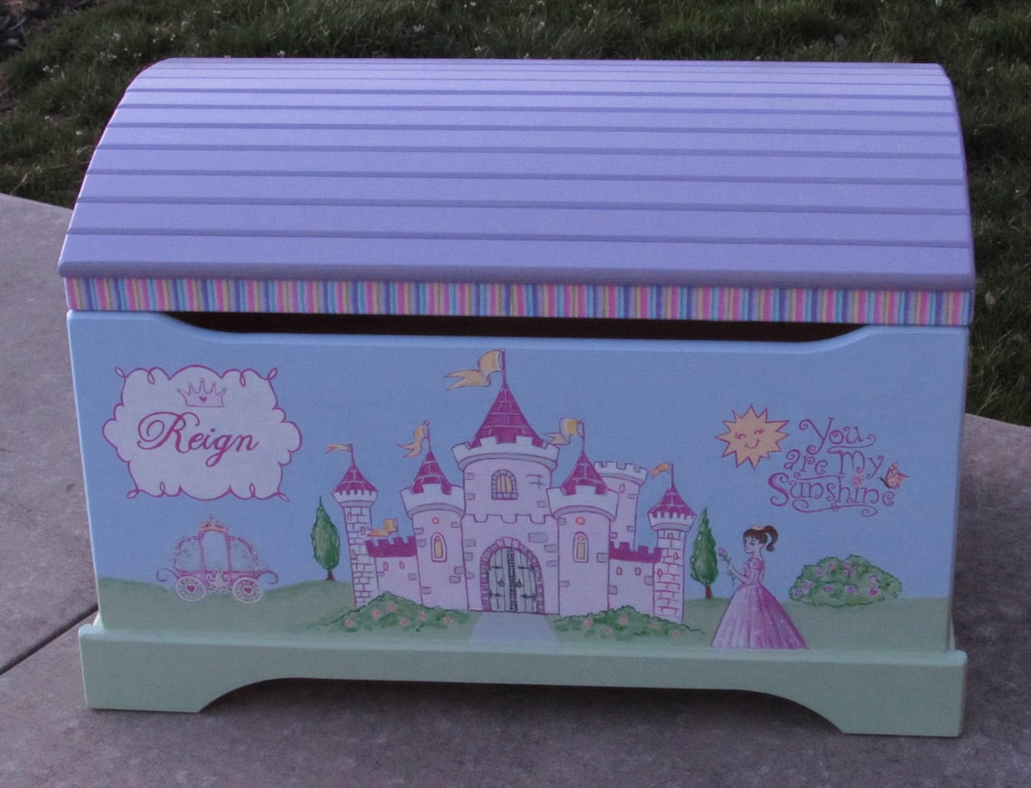 Large Hand Painted Princess Toy Chest Castle Toy Chest Girls Etsy