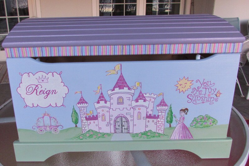 Large Hand Painted Princess Toy Chest Castle Toy Chest Girls Etsy