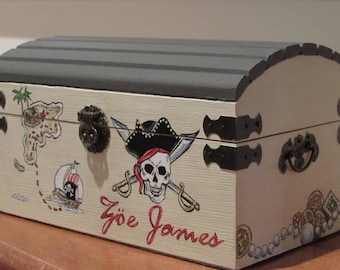 Personalized Kids Pirate Treasure Chest, Childrens Toy Chest