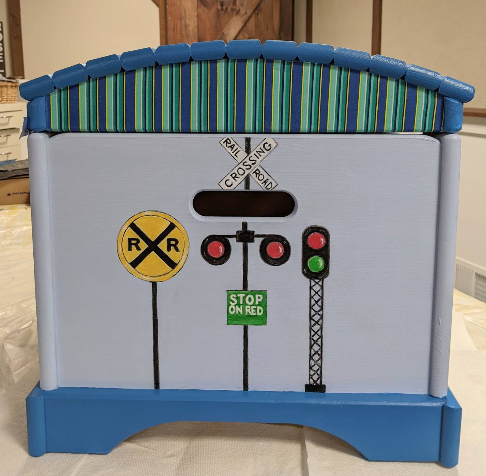 Large Hand Painted Train Toy Chest Engineer Toy Chest Kids Etsy