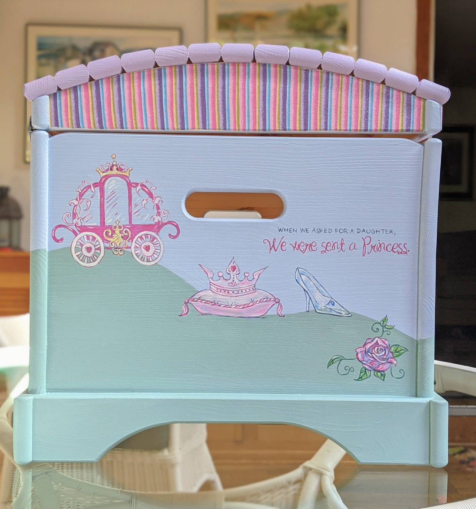 Large Hand Painted Princess Toy Chest Castle Toy Chest Girls Etsy